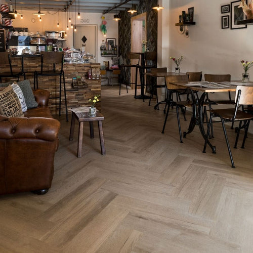 Klik PVC Brede Visgraat Licht eiken Douwes Dekker boterkoek - Afbeelding 3