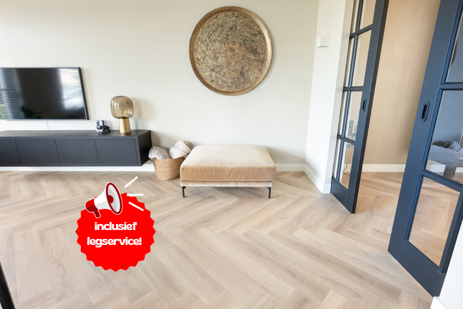 Floer speciale aanbieding aangepaste foto Floer Walvisgraat PVC - Orka Onbehandeld Inclusief Legservice - Afbeelding 1